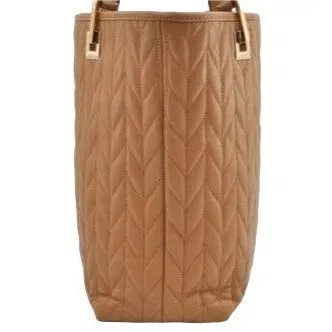 Gucci quilted camel leather, medium sized, two strap tote with bold chrome hardware