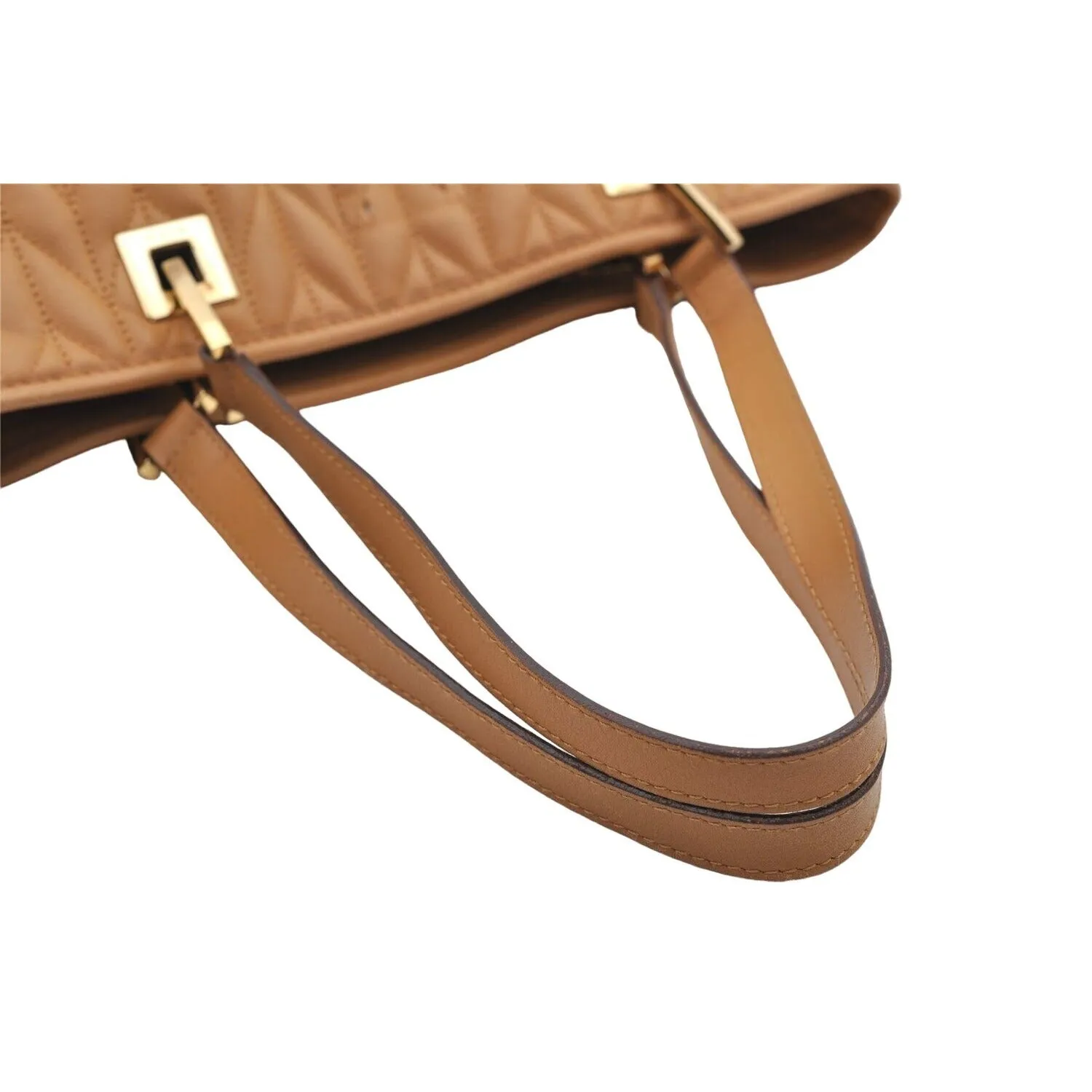 Gucci quilted camel leather, medium sized, two strap tote with bold chrome hardware