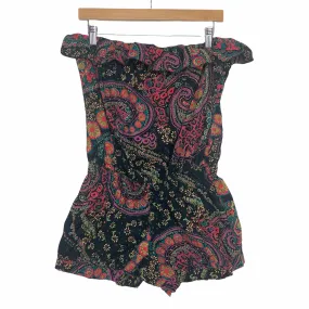 Heritage1981 Black Floral Print Strapless Romper- Size M