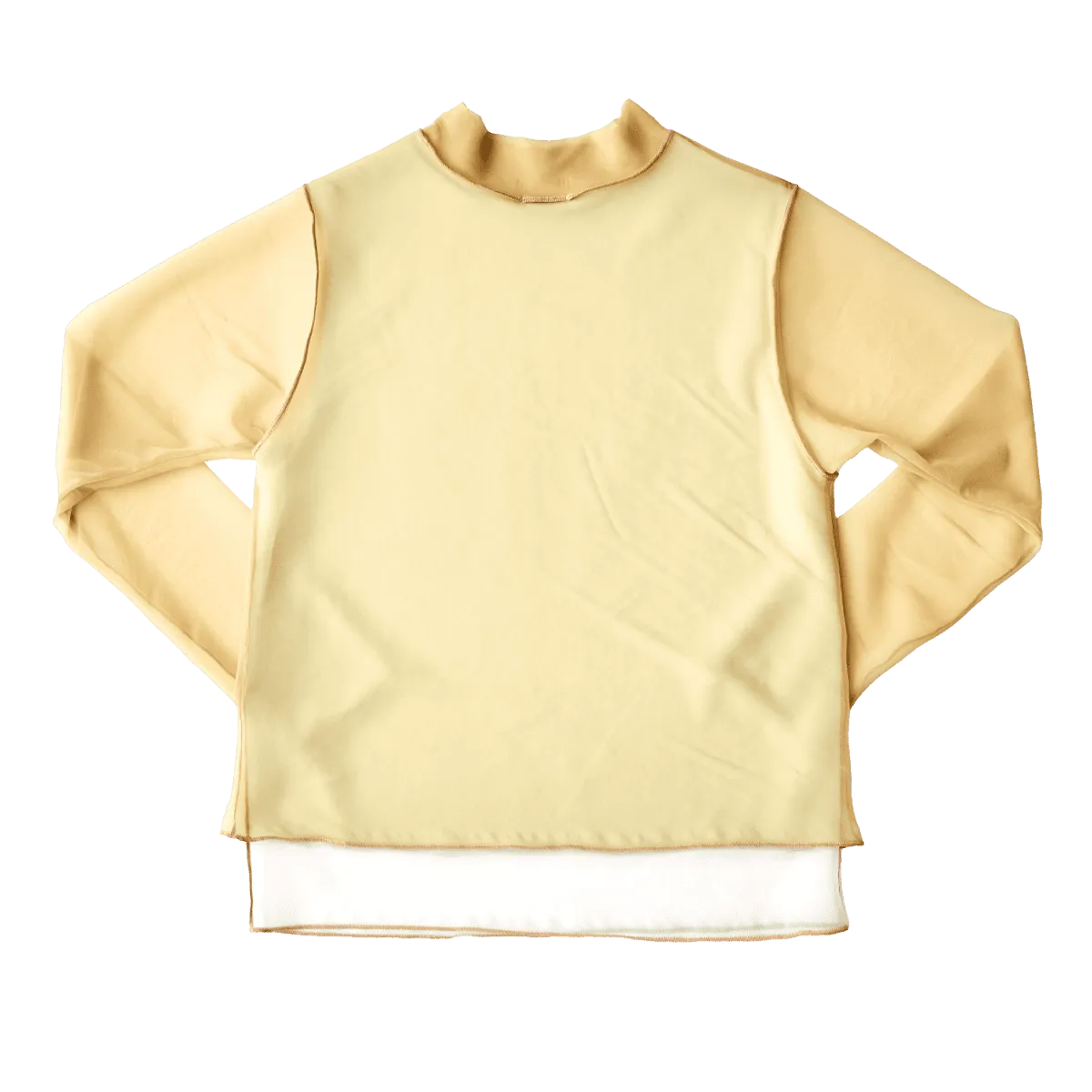 High Neck Pullover / Darkbeige × Yellow