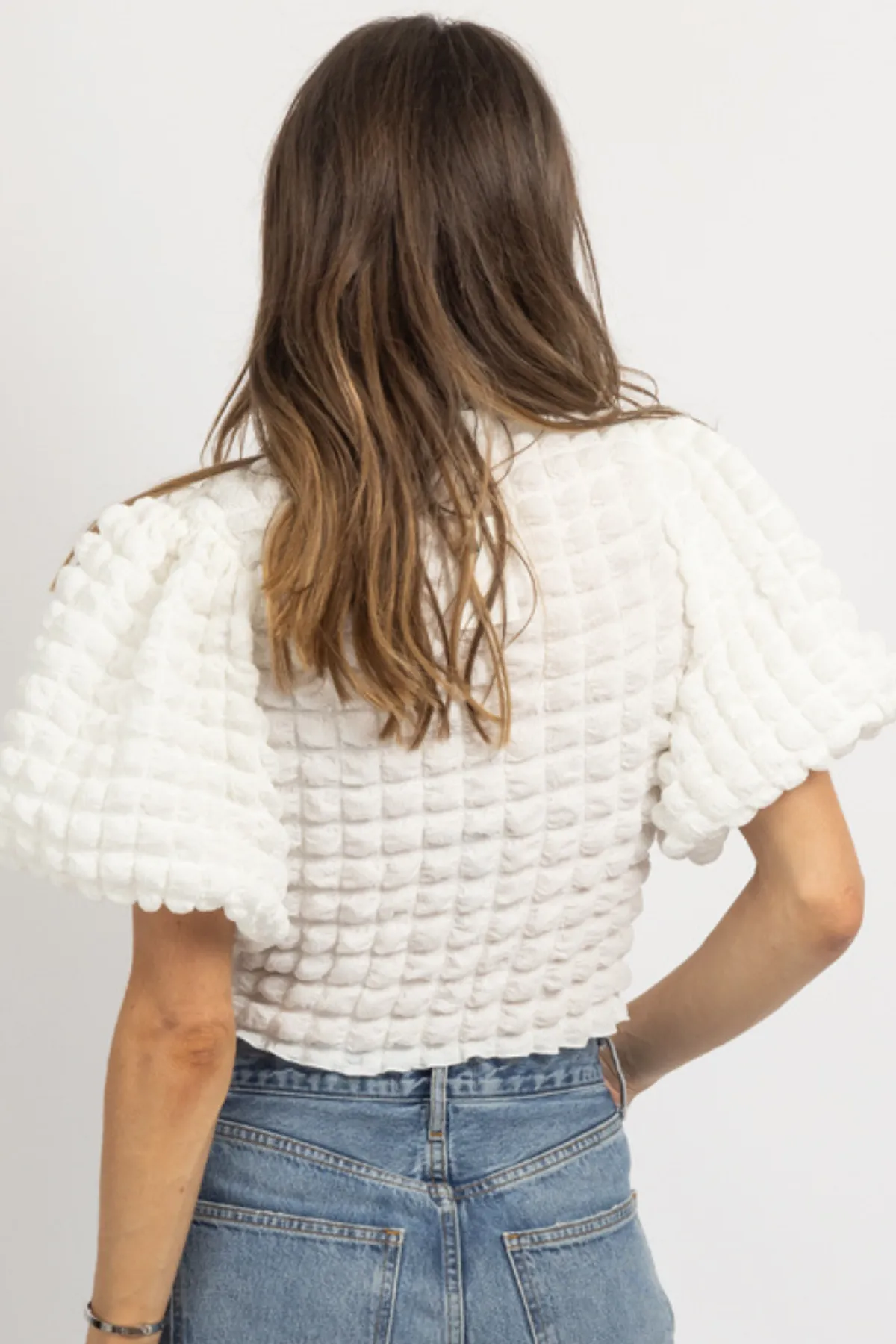 JORDI OFF WHITE TEXTURED TOP