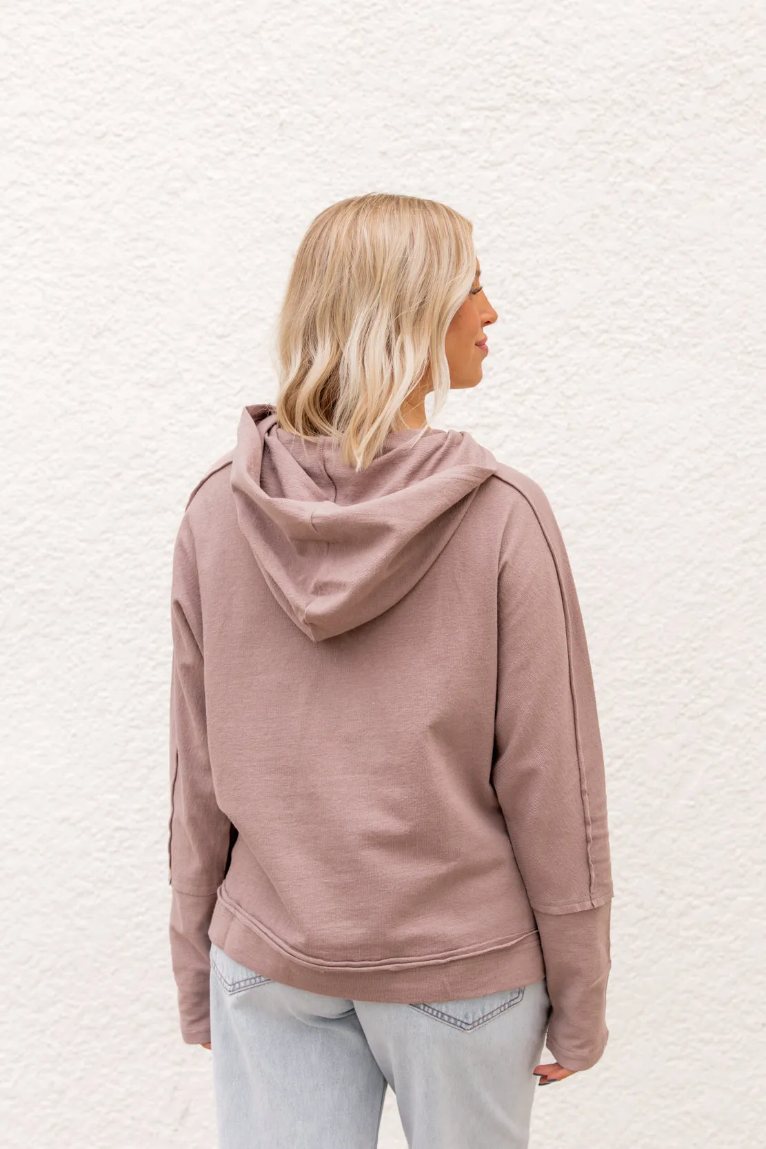 Kiara Raw Edge Hoodie | Mocha