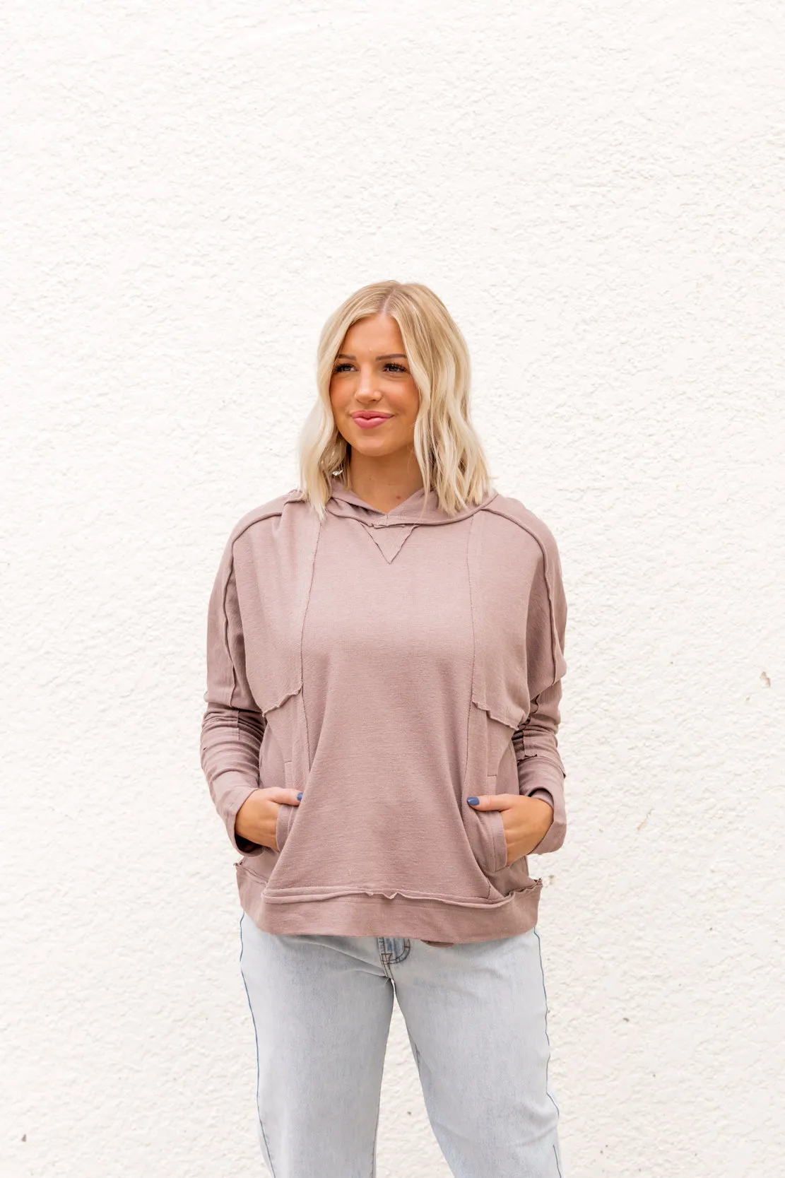 Kiara Raw Edge Hoodie | Mocha