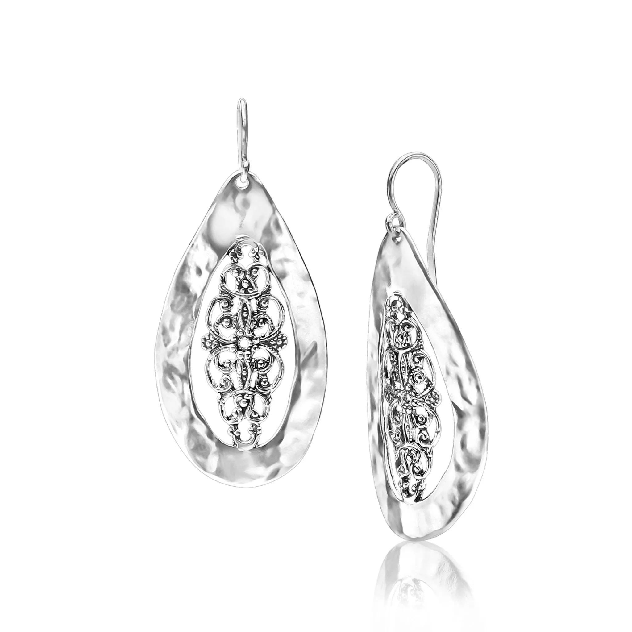 Large Sterling Silver Lace Earrings