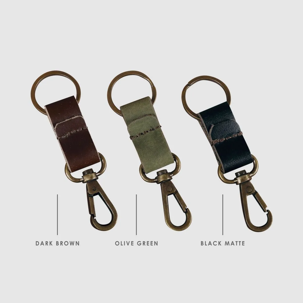 Leather Keychain Sturdy Style- Dark Brown