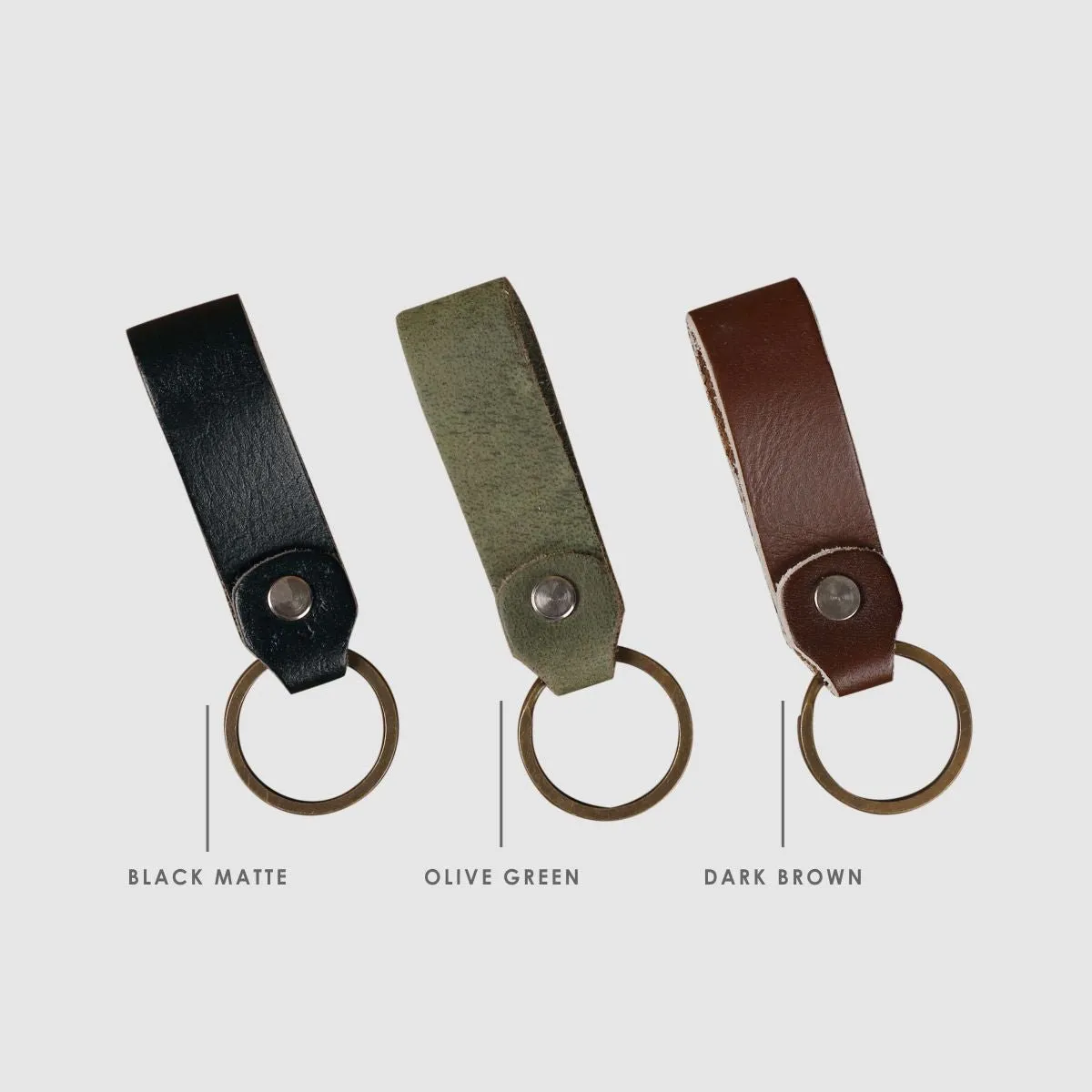 Leather Keychain Sturdy Style- Dark Brown