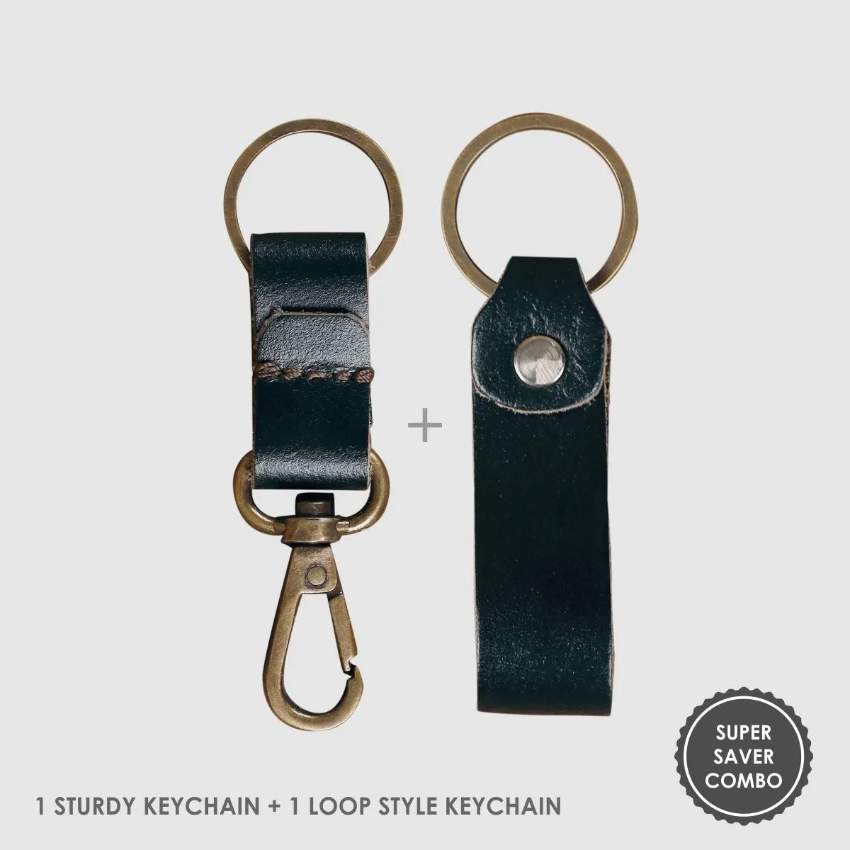 Leather Keychain Sturdy Style- Dark Brown