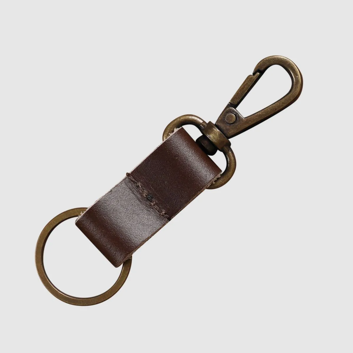 Leather Keychain Sturdy Style- Dark Brown