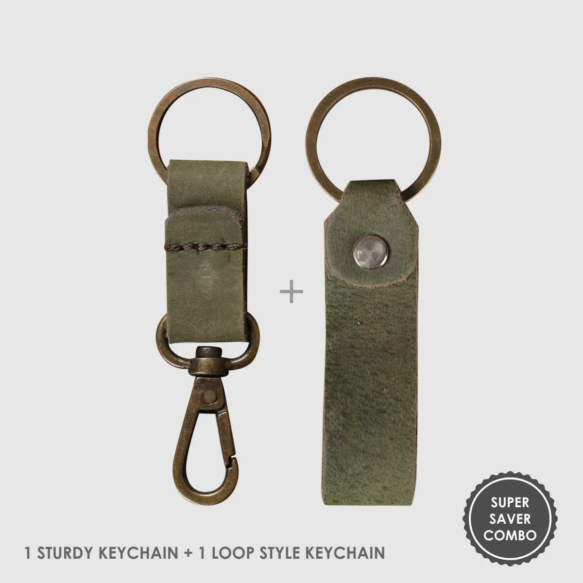 Leather Keychain Sturdy Style- Dark Brown