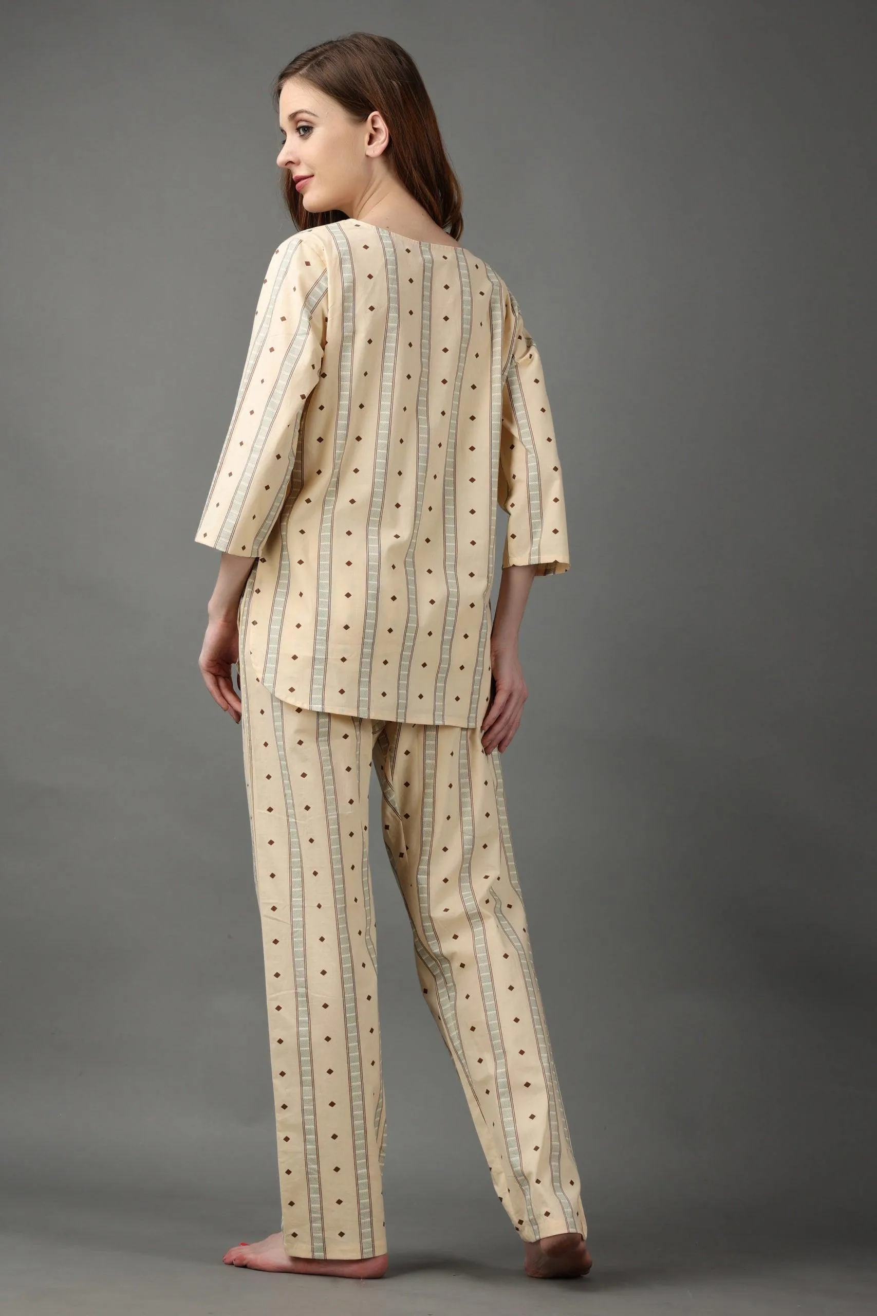 Light Yellow Graphic Printed Night Suit Set