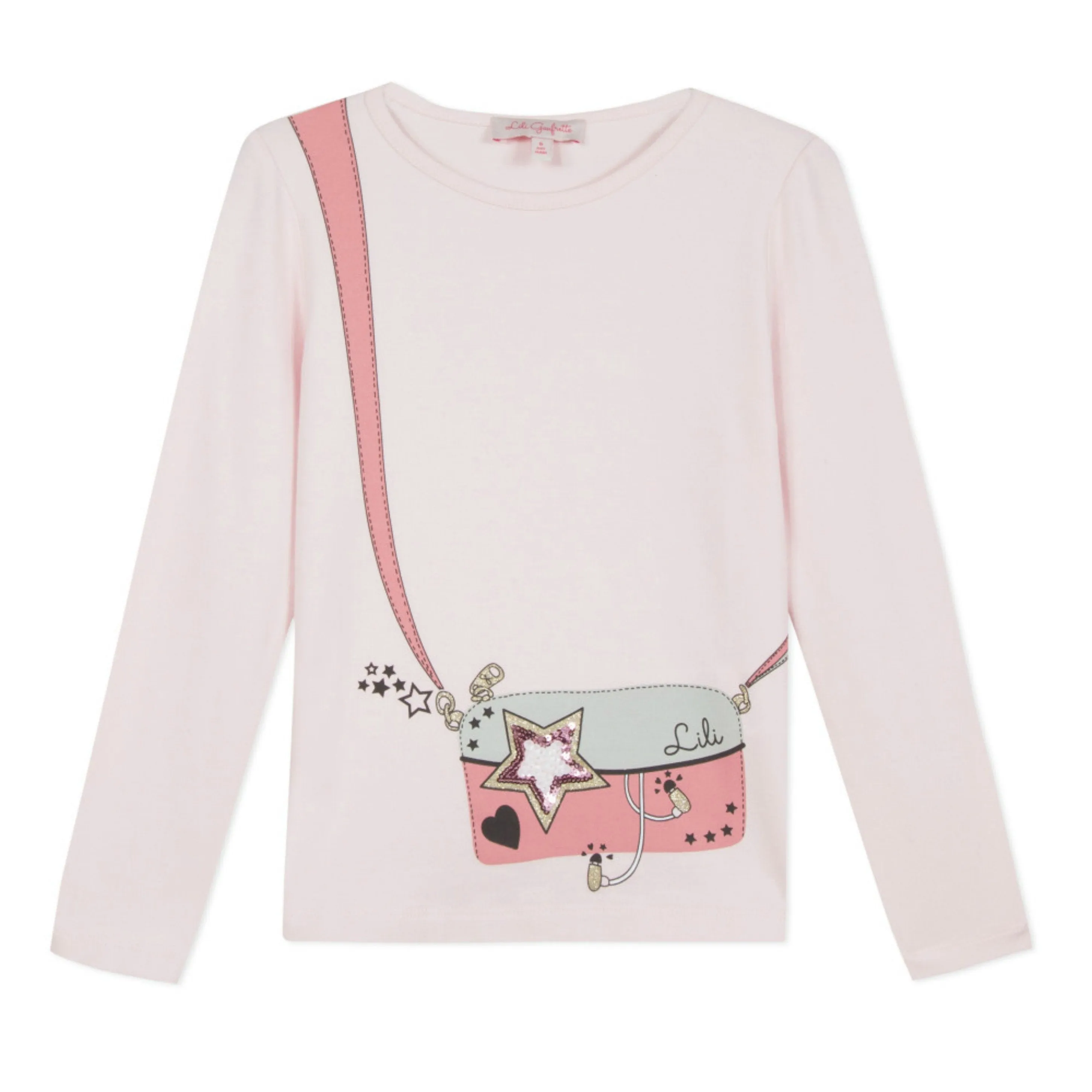 Lili Gaufrette Girls Pink Purse Long Sleeve Shirt