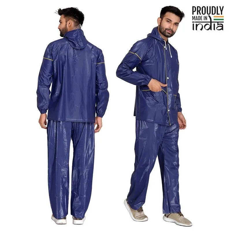 Men Rain Coat - Waterproof with Hood, Adjustable Fit | XL | Samson Blue