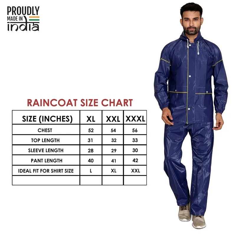 Men Rain Coat - Waterproof with Hood, Adjustable Fit | XL | Samson Blue