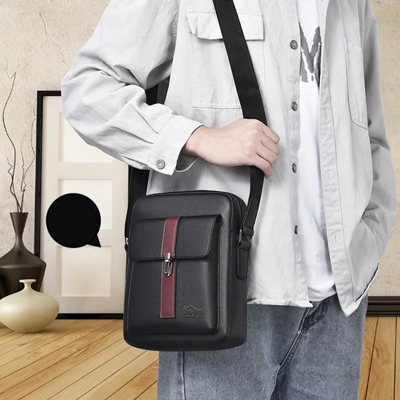 Messenger Bag for Men Soft PU Leather Casual Crossbody Handbag