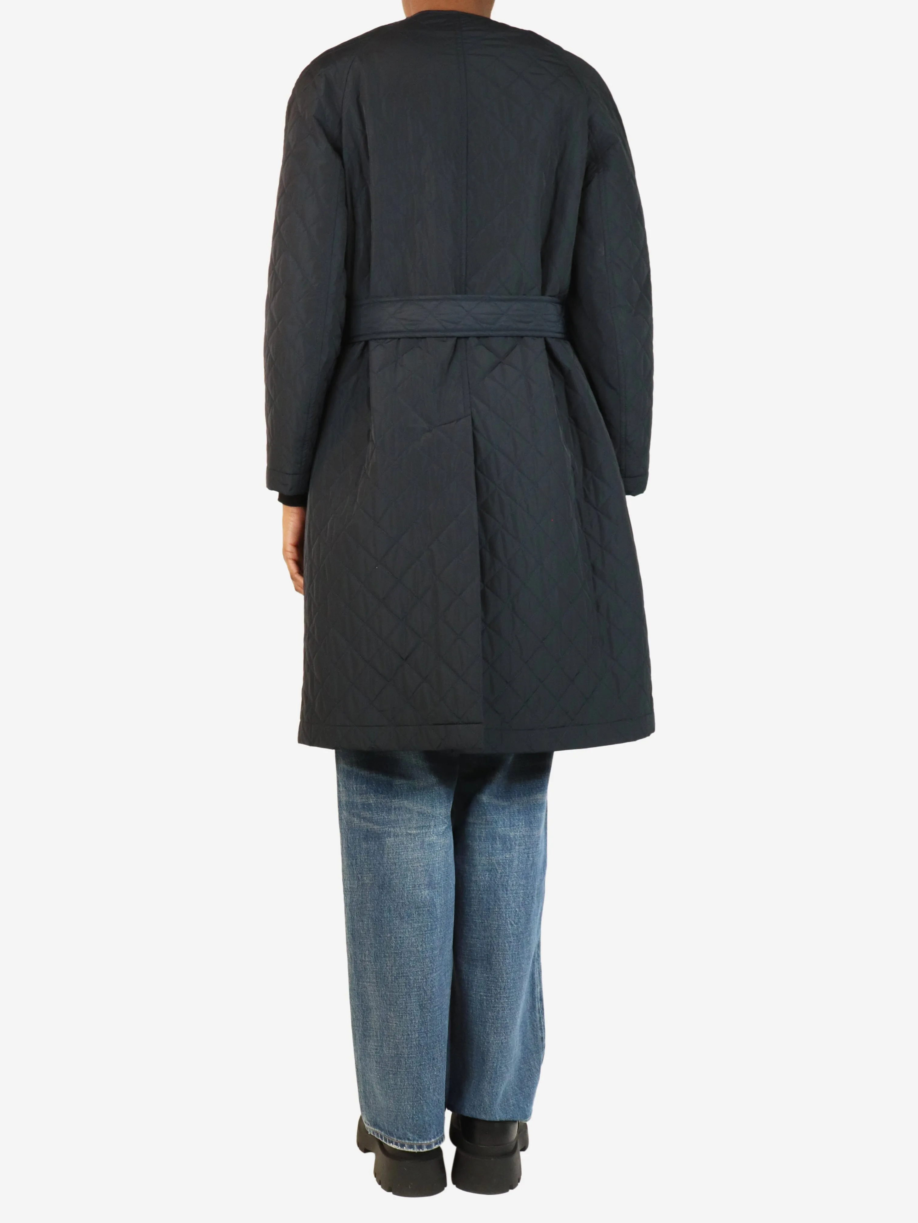 Navy quilted coat - size UK 10