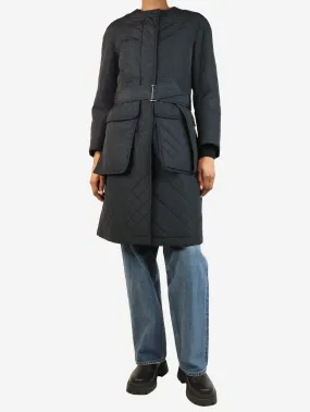 Navy quilted coat - size UK 10