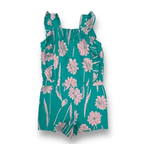 NEW! Girls Child of Mine Size 4T Pink & Green Floral Print Ruffle Romper