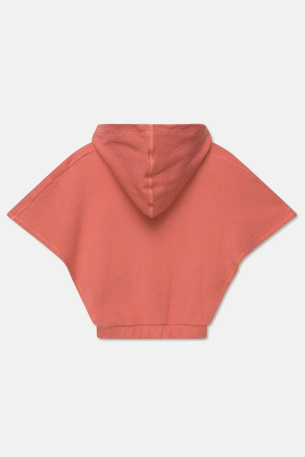 Organic Waffle Sleeveless Hoodie "Coral", 3J / 4J / 7-8J