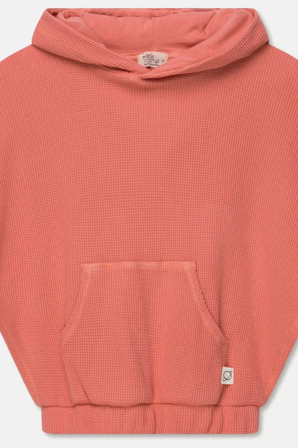 Organic Waffle Sleeveless Hoodie "Coral", 3J / 4J / 7-8J