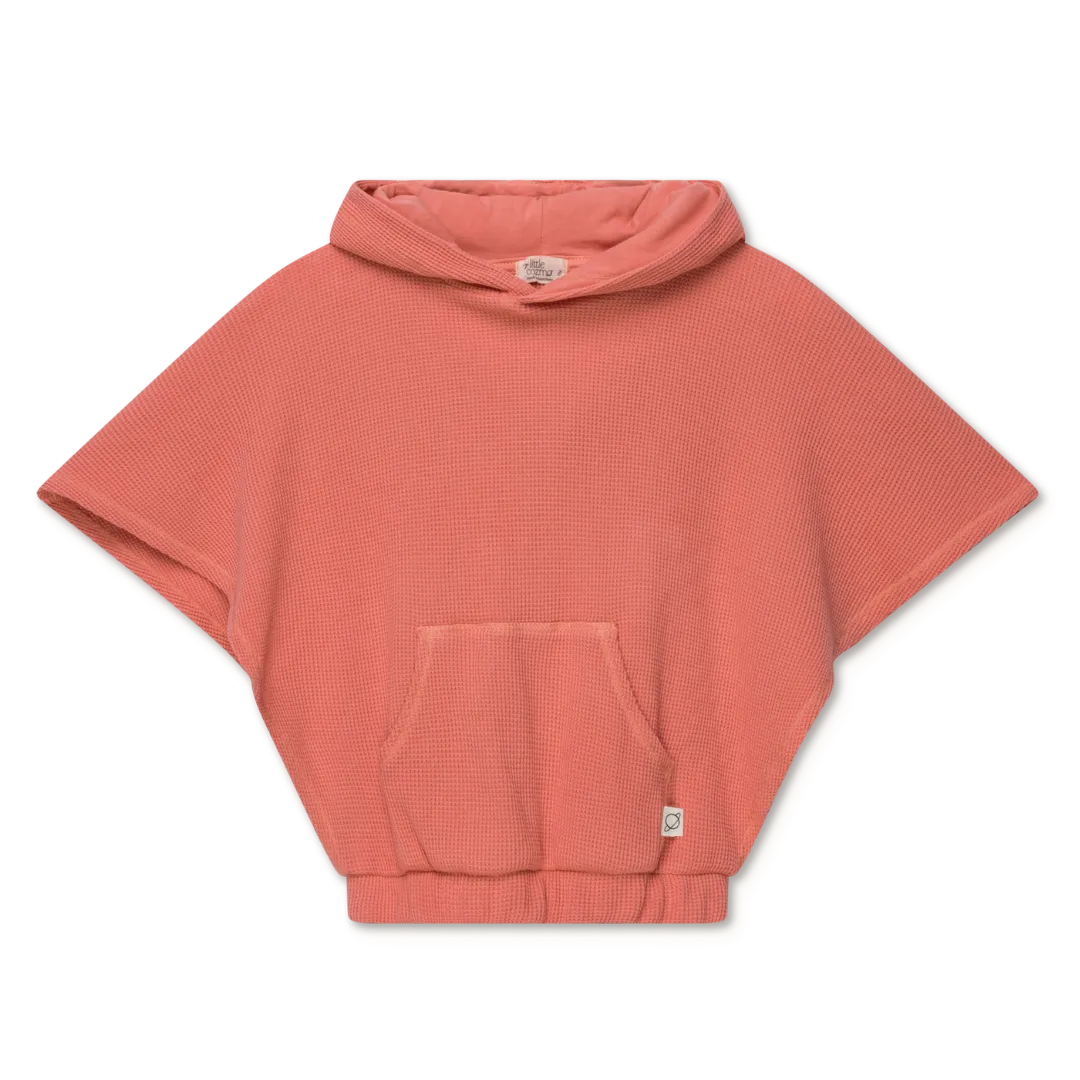 Organic Waffle Sleeveless Hoodie "Coral", 3J / 4J / 7-8J