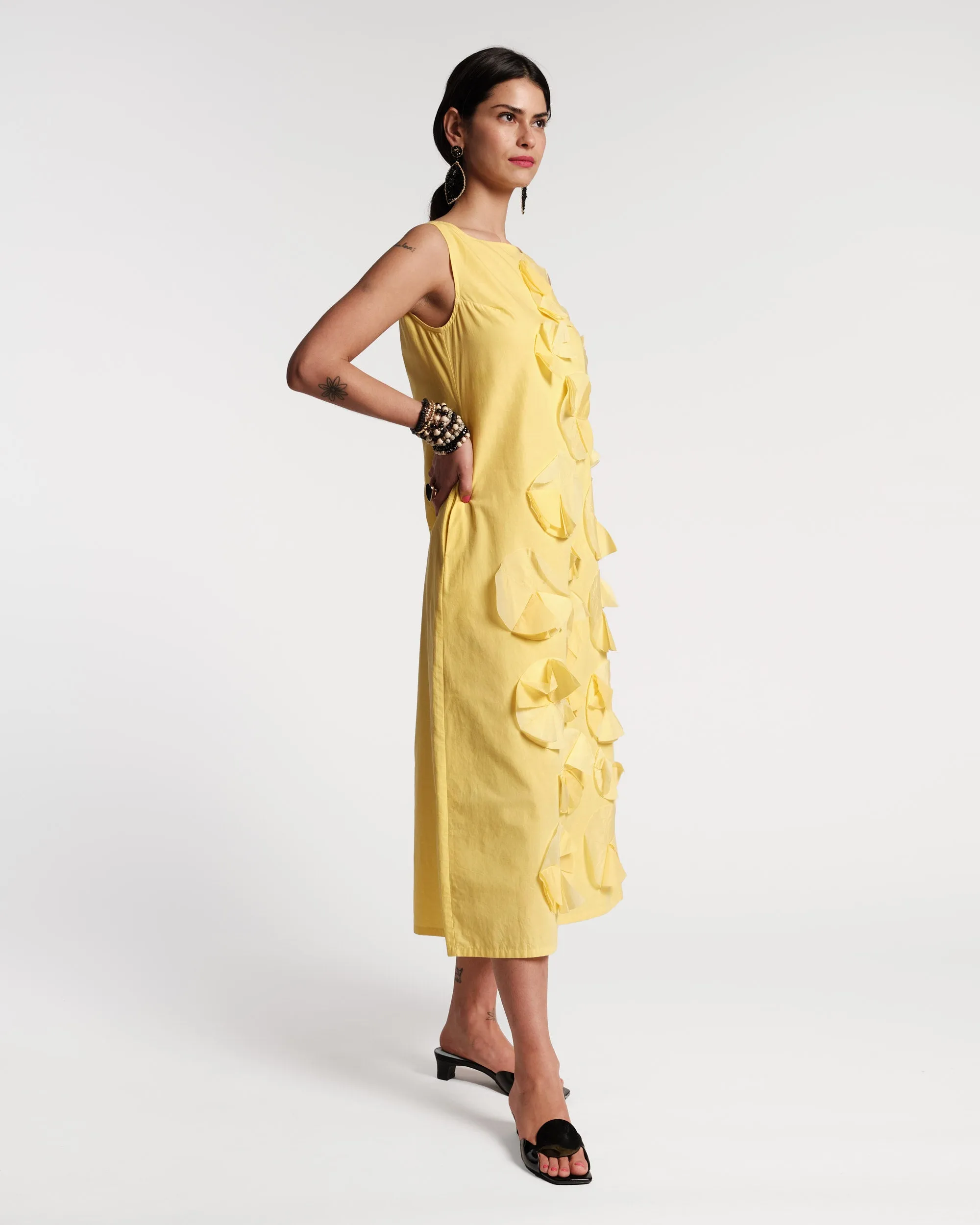 Origami Flower Dress Yellow