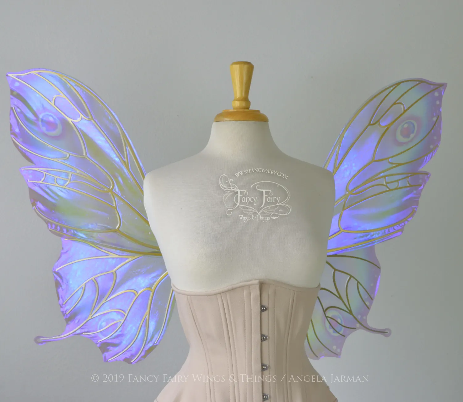 Pansy "Ultraviolet Rainbow Moth" Iridescent Convertible Fairy Wings with Candy Coat gold veins