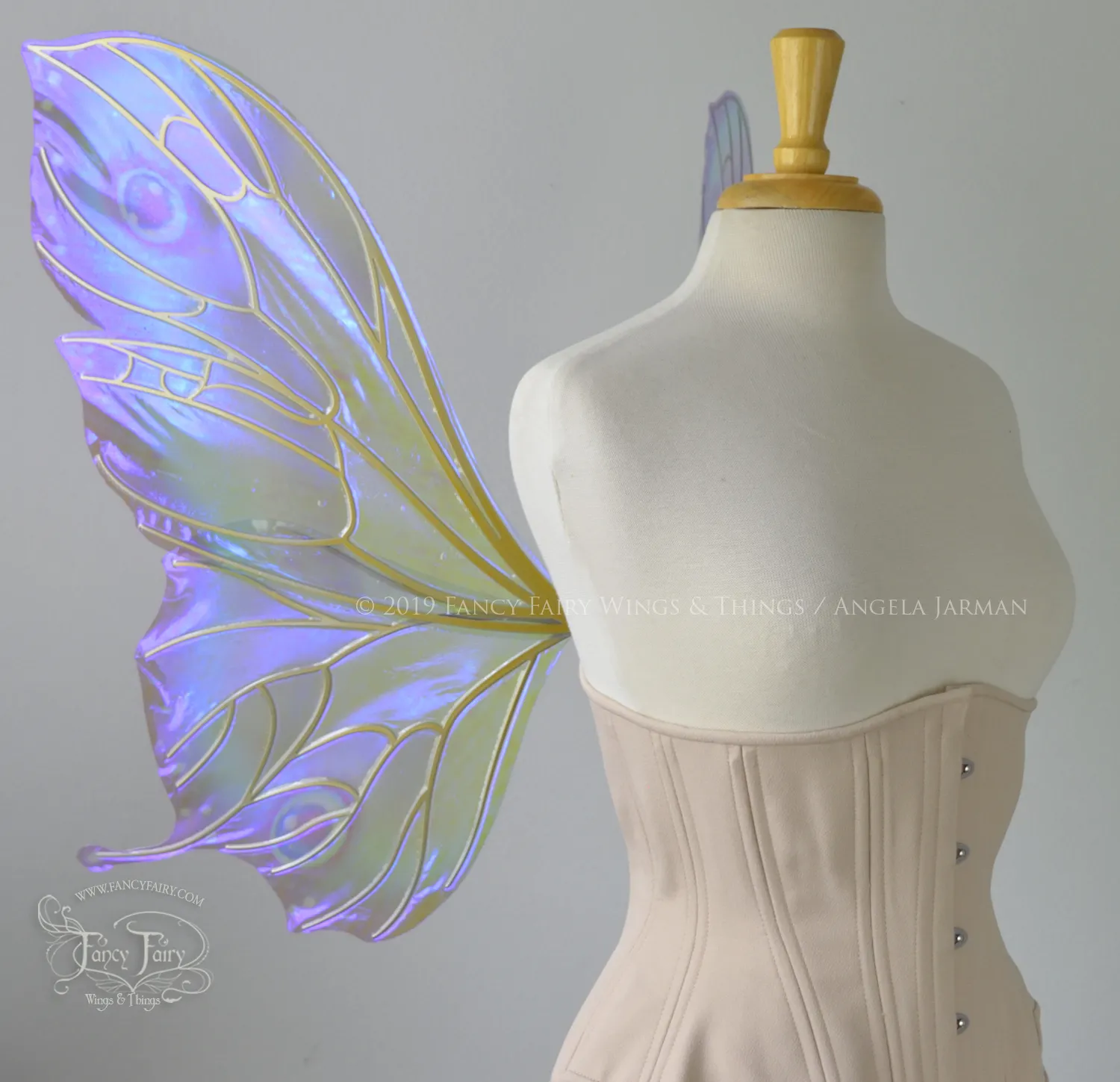 Pansy "Ultraviolet Rainbow Moth" Iridescent Convertible Fairy Wings with Candy Coat gold veins