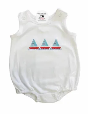 Personalized Name Sailboat Baby Unisex Romper Sunsuit , Baby Vacation Clothes