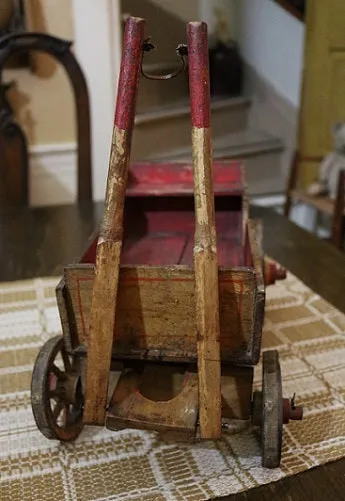 Pull Toy Horse Double Team Stenciled Cart