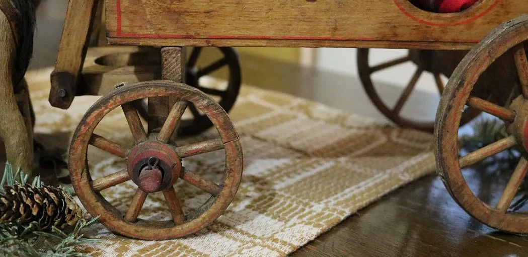 Pull Toy Horse Double Team Stenciled Cart