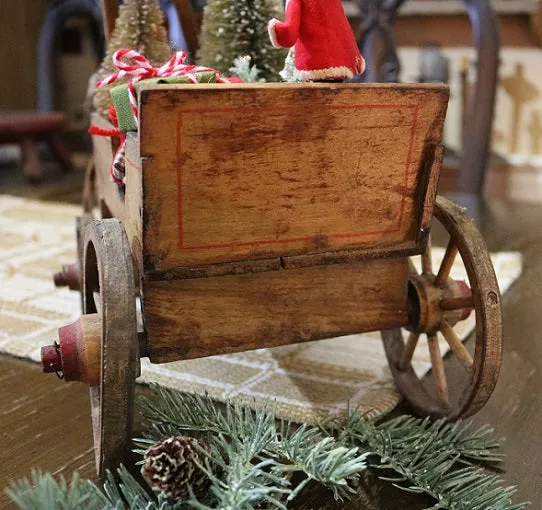 Pull Toy Horse Double Team Stenciled Cart