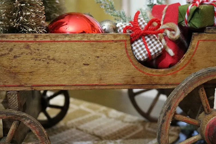 Pull Toy Horse Double Team Stenciled Cart