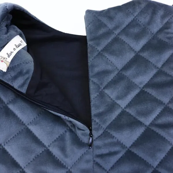 Quilted Dress with Fur Mix - Grey