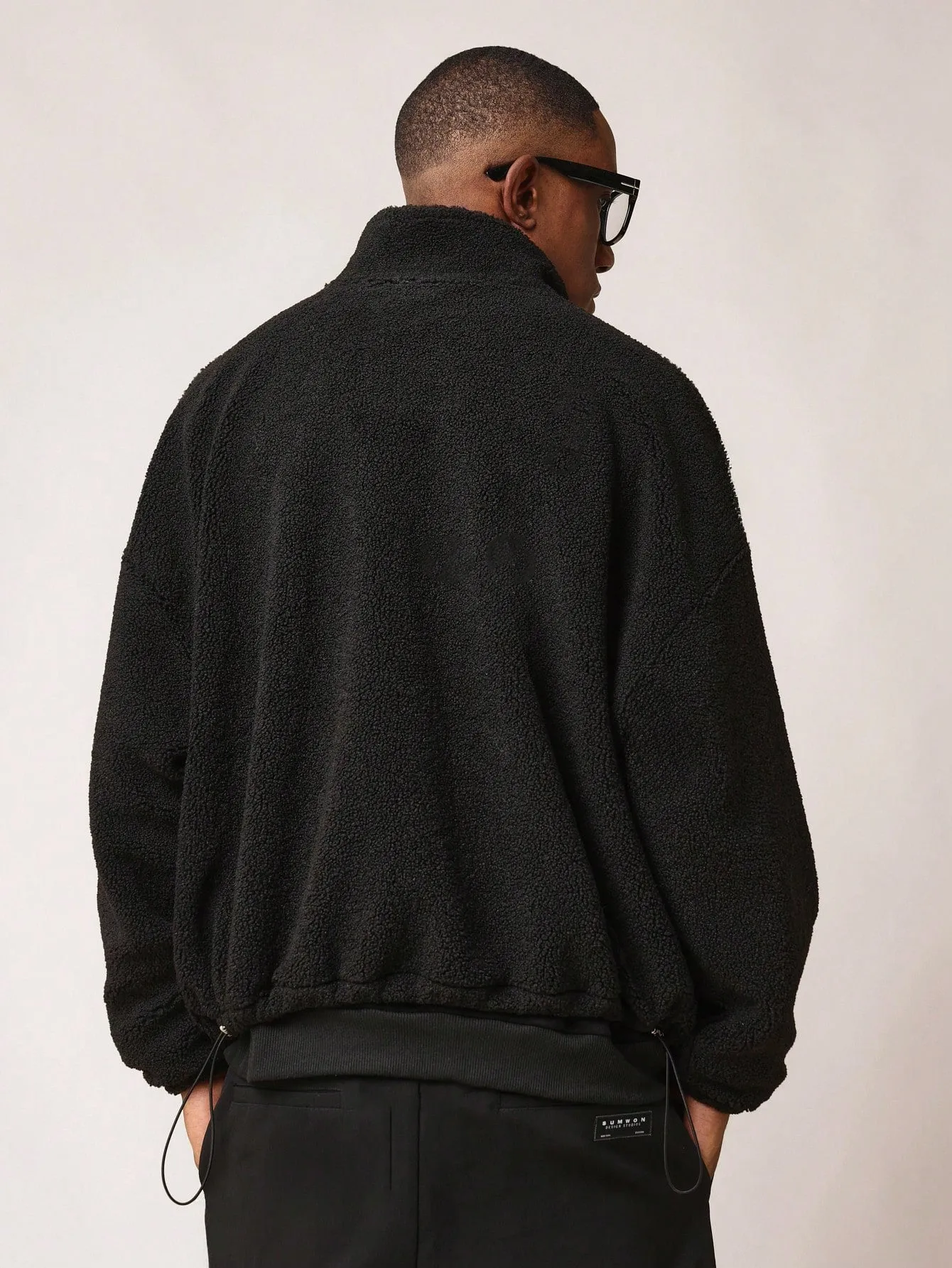 Regular Fit Funnel Neck Zip Through Borg Track Jacket