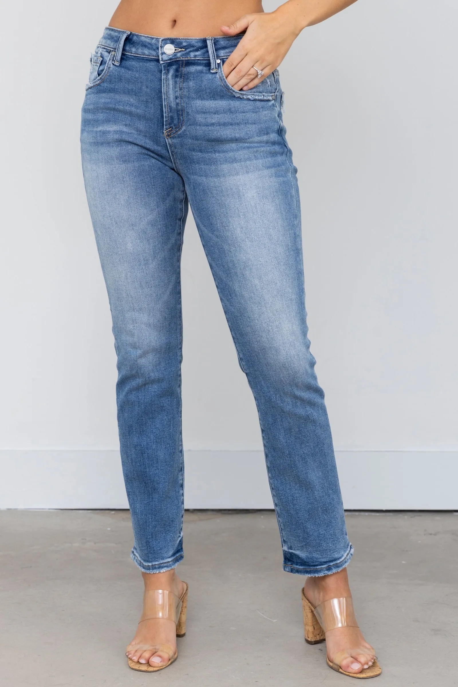 SALE - Everly Risen Mid Rise Straight Leg Jeans