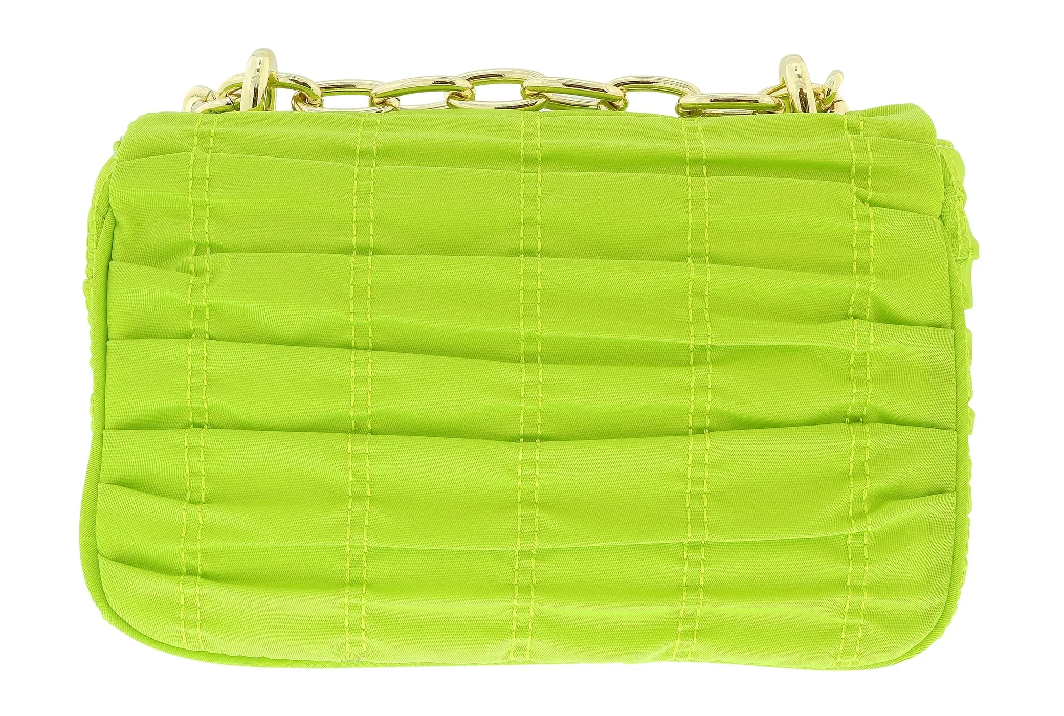Versace Jeans Couture Lime Green Medium Ruched Nylon Shoulder Bag with Coin Purse