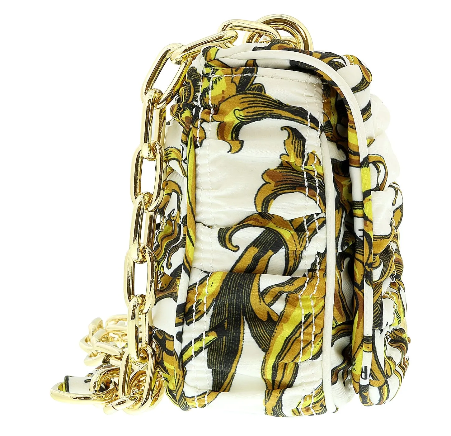 Versace Jeans Couture White/Gold Medium Ruched Nylon Shoulder Bag with Coin Purse