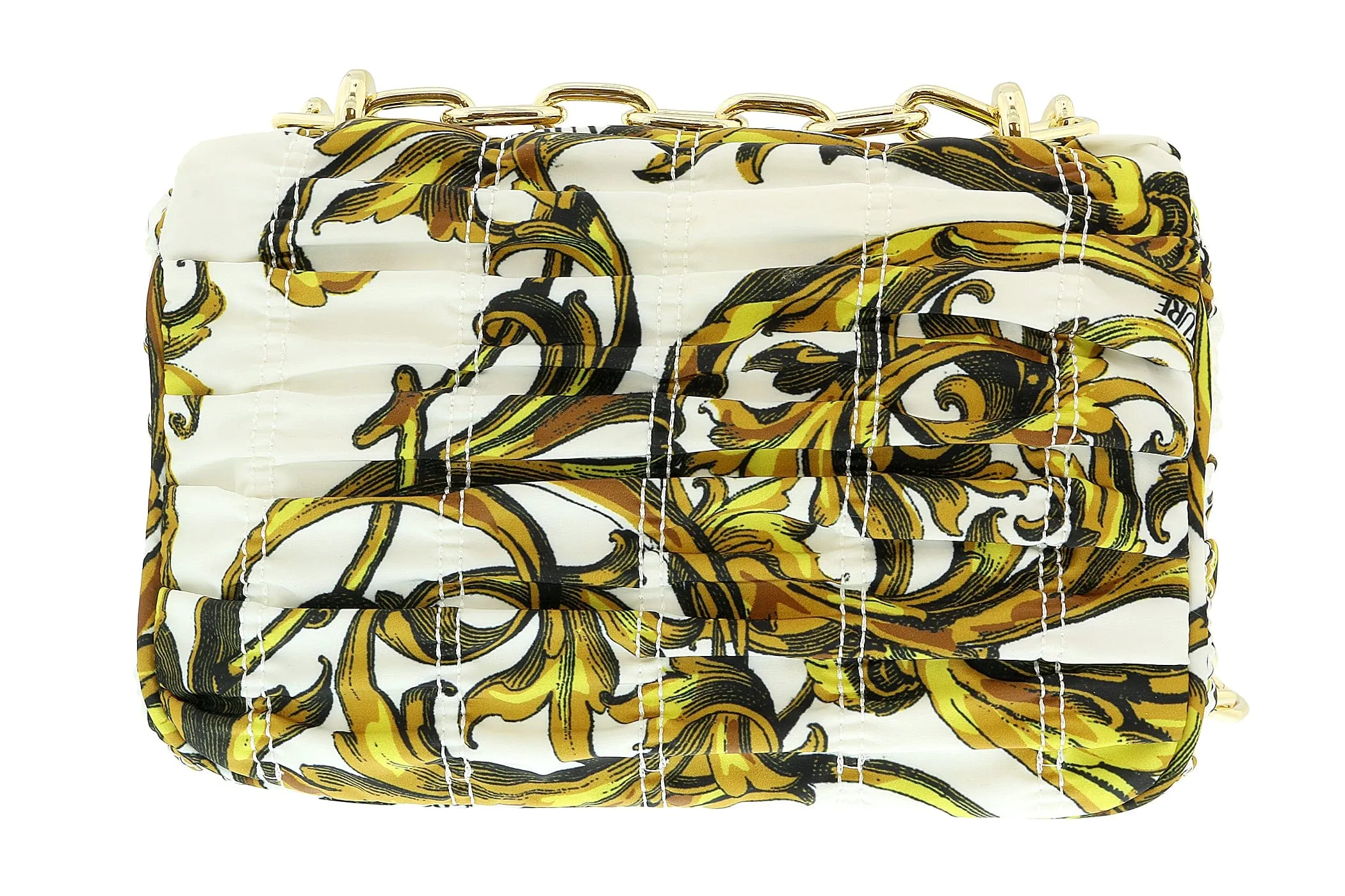 Versace Jeans Couture White/Gold Medium Ruched Nylon Shoulder Bag with Coin Purse