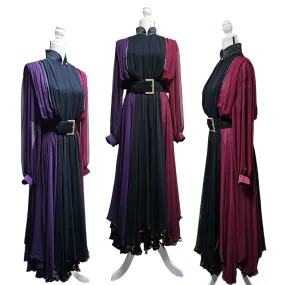 Vintage 1980’s Silk Chiffon Tri-Color Block Dress Attributed to Wayne Clark Large