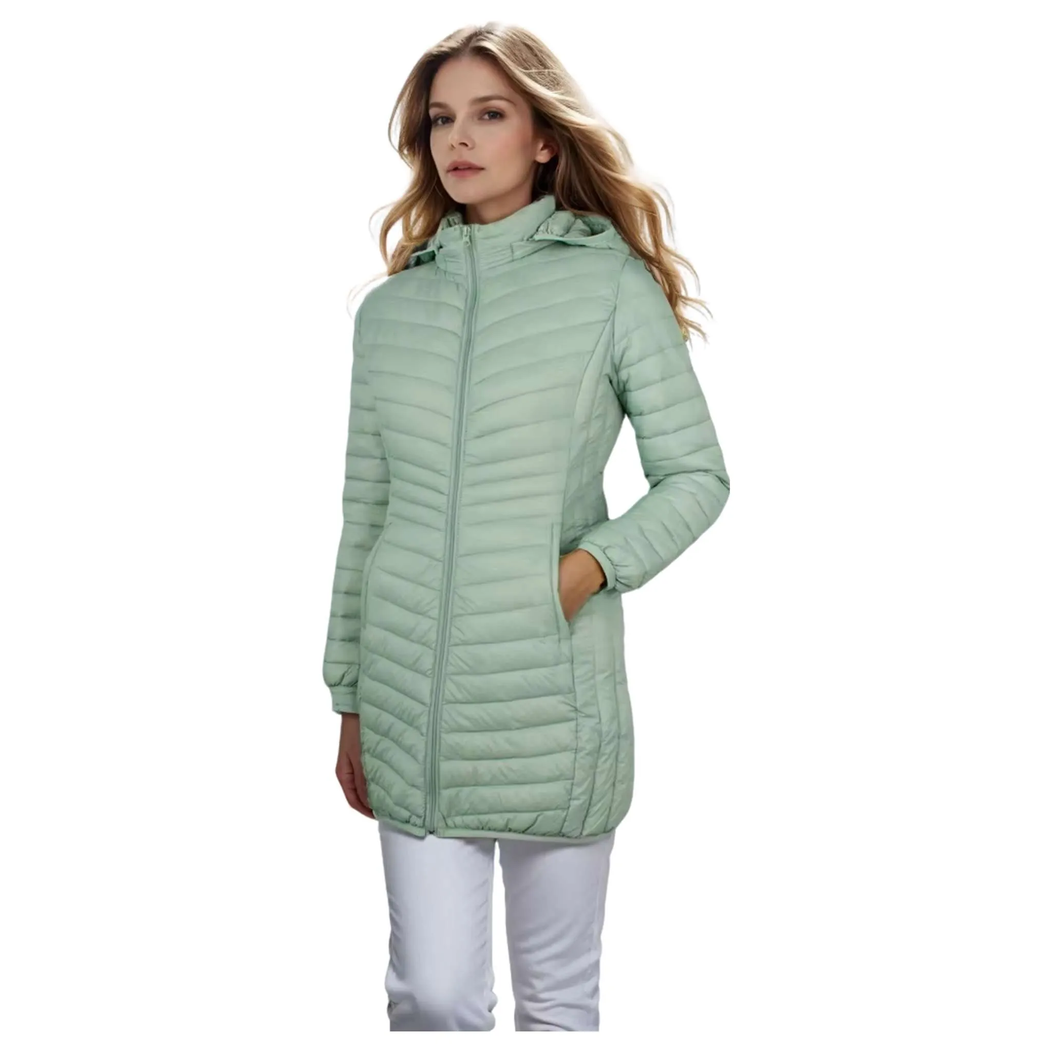 Women's Windproof UltraLight Puffer Coat with Detachable Hood