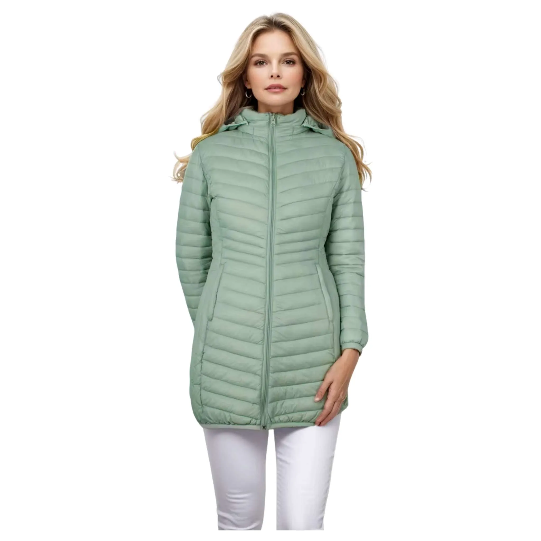 Women's Windproof UltraLight Puffer Coat with Detachable Hood